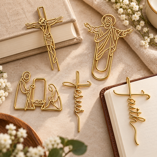 Faith-Inspired Gold Paper Clips- Meaningful Christian Bookmarks✝️