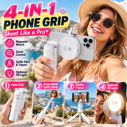 Magnetic Phone Grip – Zoom Control, Selfie Stick & Tripod