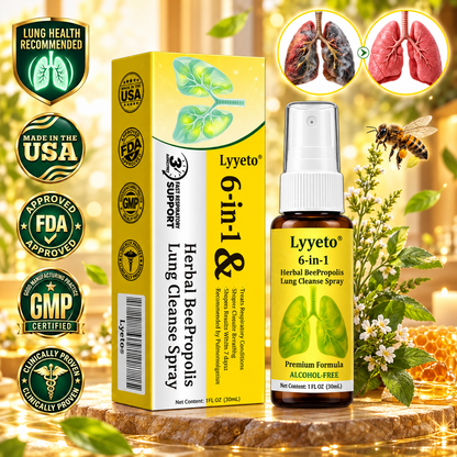 🐝 Lyyeto® Herbal BeePropolis Lung Cleanse Spray – 6-in-1 Botanical Formula🍀