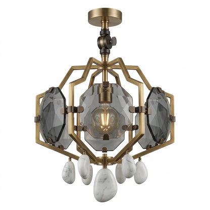 Geometric Crystal & Marble Chandelier Pendant Light
