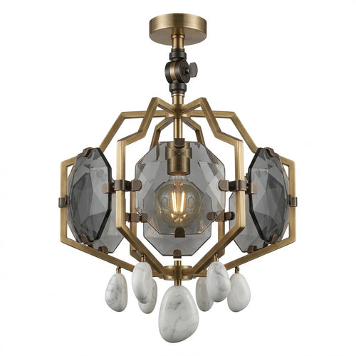 Geometric Crystal & Marble Chandelier Pendant Light