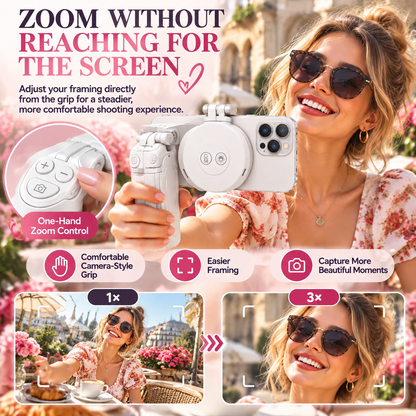 Magnetic Phone Grip – Zoom Control, Selfie Stick & Tripod