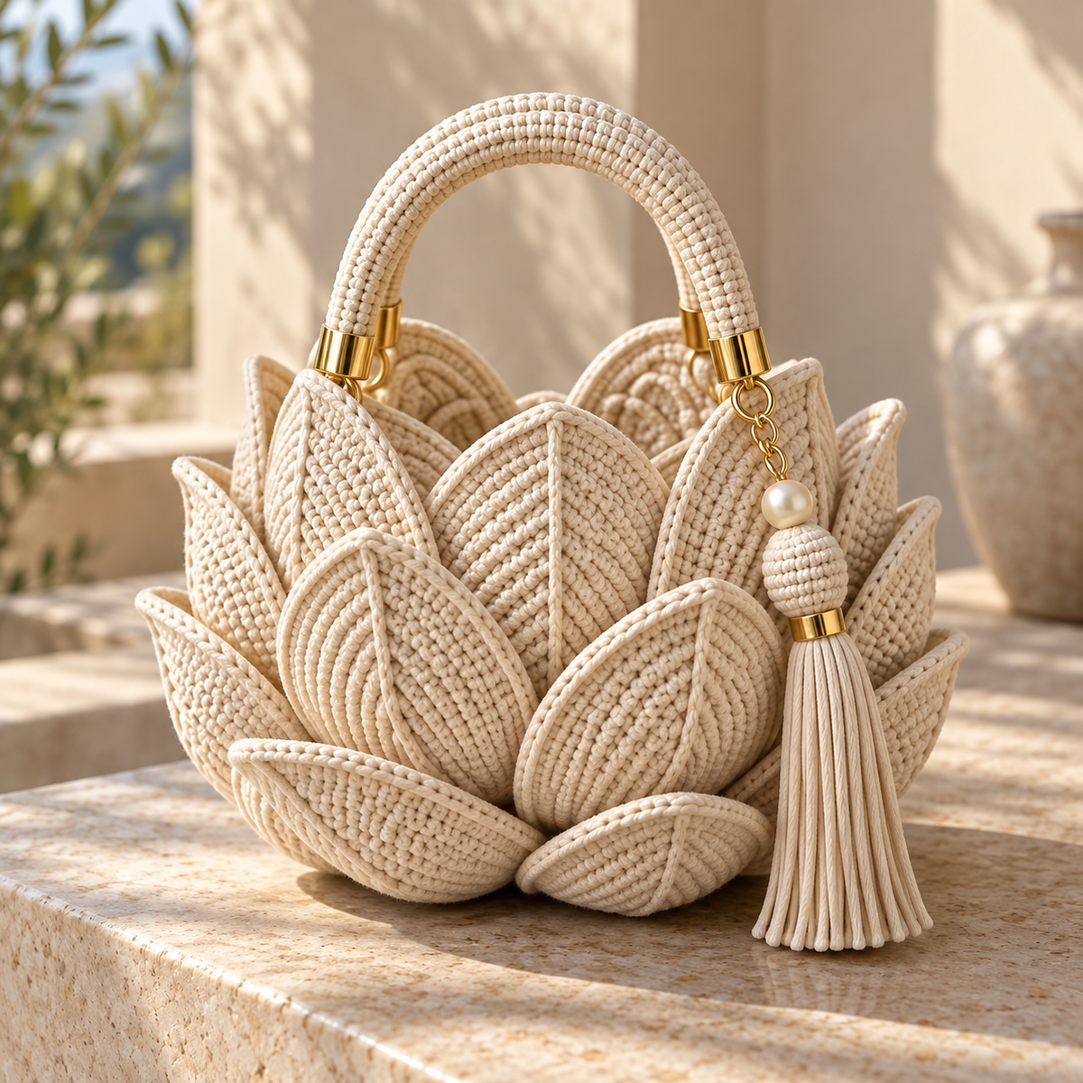 Lotus Bloom Crochet Handbag