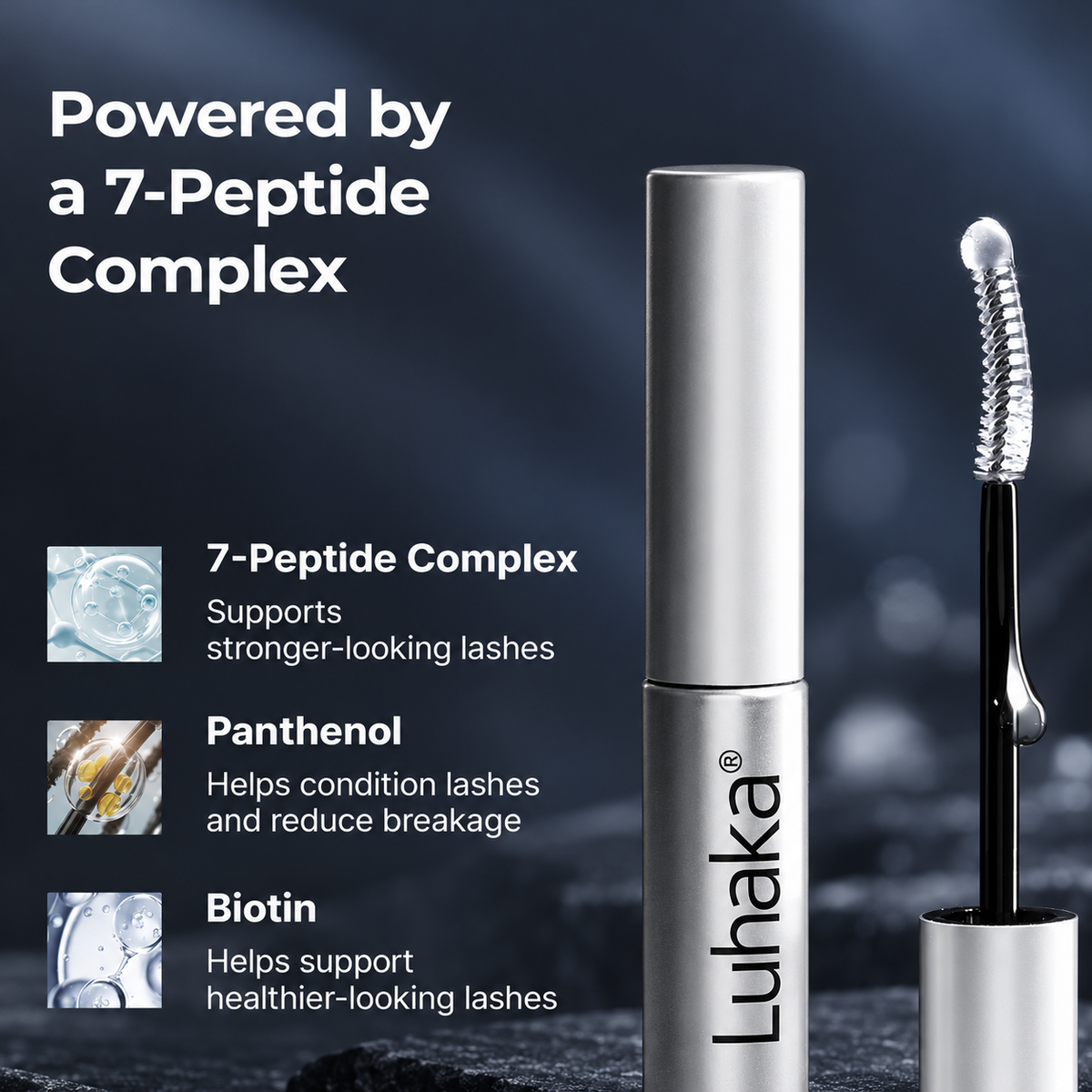 Luhaka eyelash serum in a beauty routine